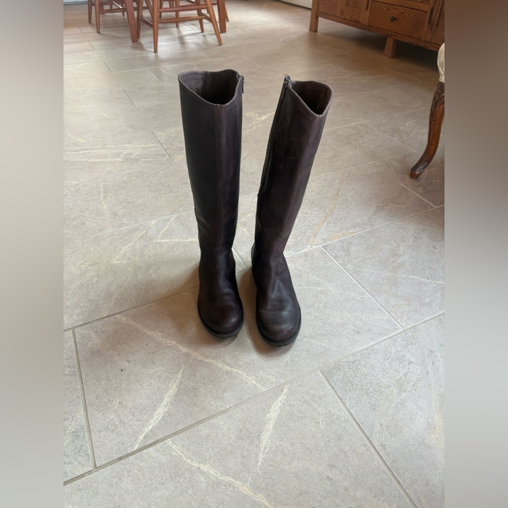 Dark Brown Knee-High Leather Boots